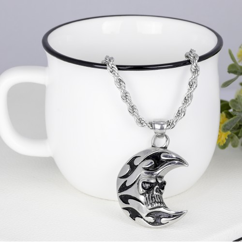 Kuru Kafalı Hilal Çelik Kolye Ucu