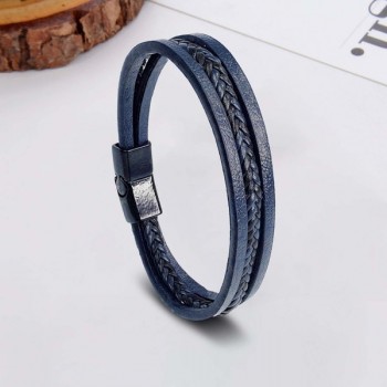 Lacivert Siyah Saç Örgü Ve Çelik Bileklik