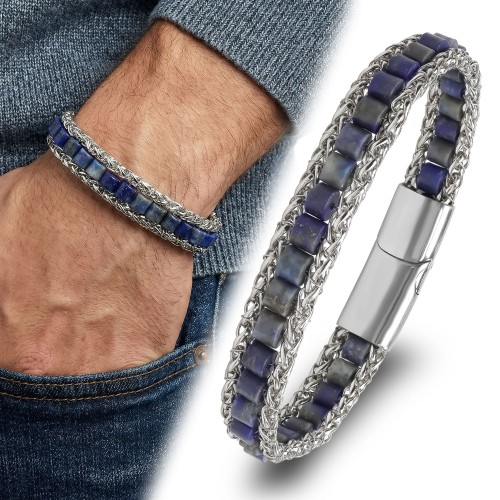 Men's Natural Stone Steel Bracelet 14042
