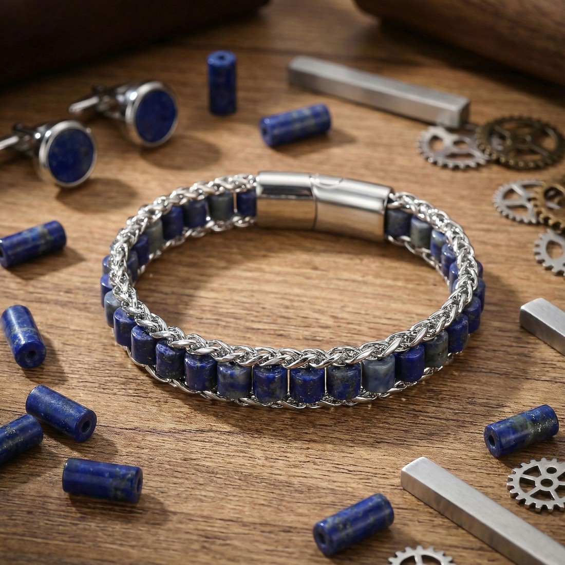 Men's Natural Stone Steel Bracelet 14042