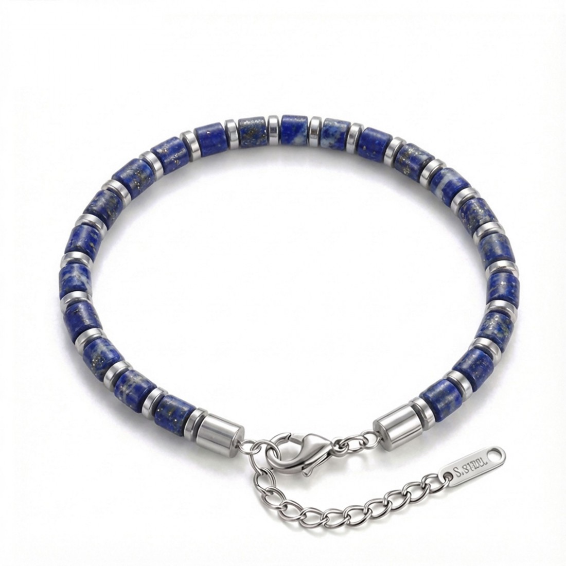 Lapis Lazuli Taşlı Erkek Bileklik – Ayarlanabilir Çelik Papağan Kilit