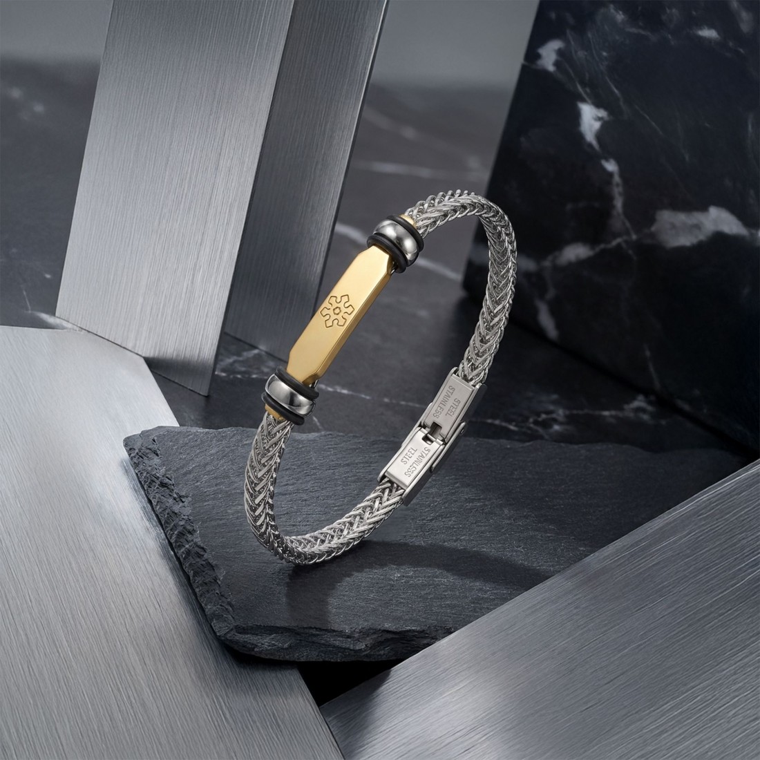 Maltese Cross Çelik Hasır Örgülü Ayarlanabilir Bileklik