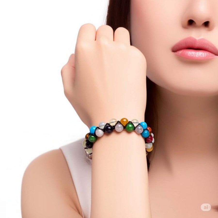 Manyetik Kilitli Karışık Akik Çakra Bileklik