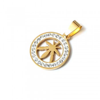 Marijuana Sedef Taşlı Çelik Kolye Ucu