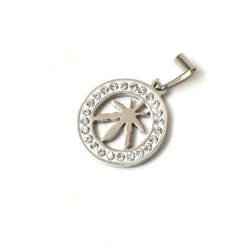 Marijuana Sedef Taşlı Çelik Kolye Ucu