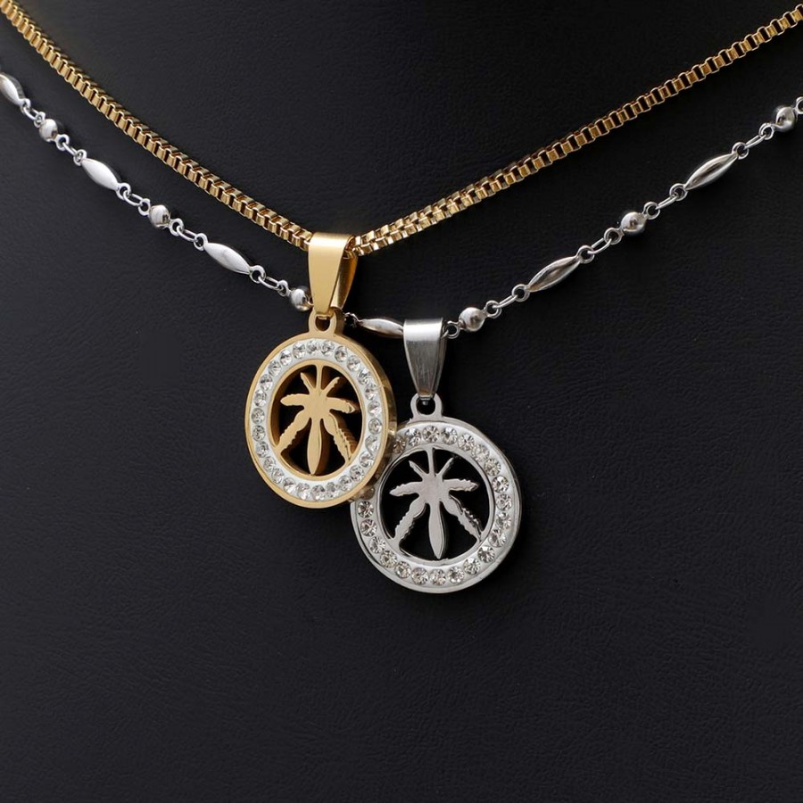 Toptan Marijuana Sedef Taşlı Çelik Kolye Ucu Fiyatları