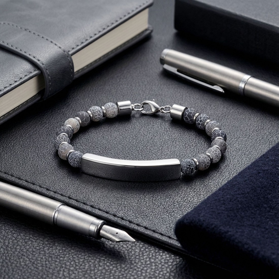 Men's Natural Stone Steel Bracelet 14143