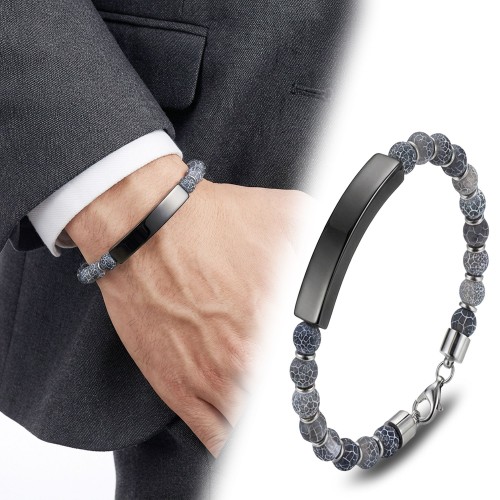 Men's Natural Stone Steel Bracelet 14145