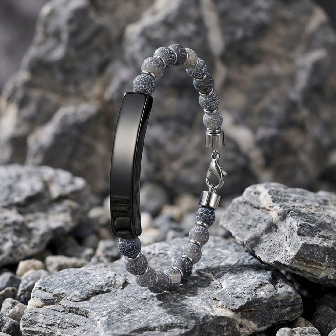 Men's Natural Stone Steel Bracelet 14145
