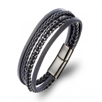 Mat Oniks Doğaltaş Ve Deri Bileklik