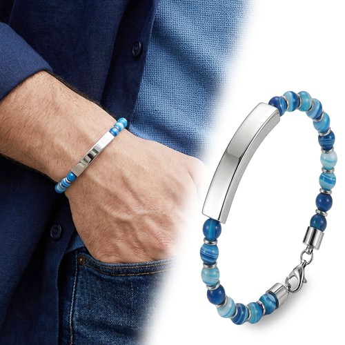 Men's Natural Stone Steel Bracelet 14205