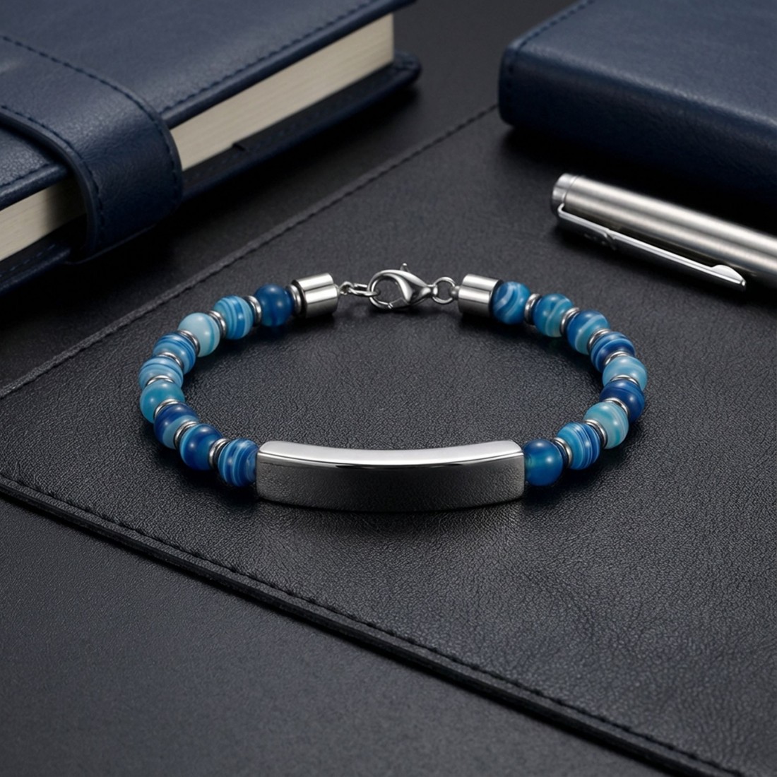 Men's Natural Stone Steel Bracelet 14205