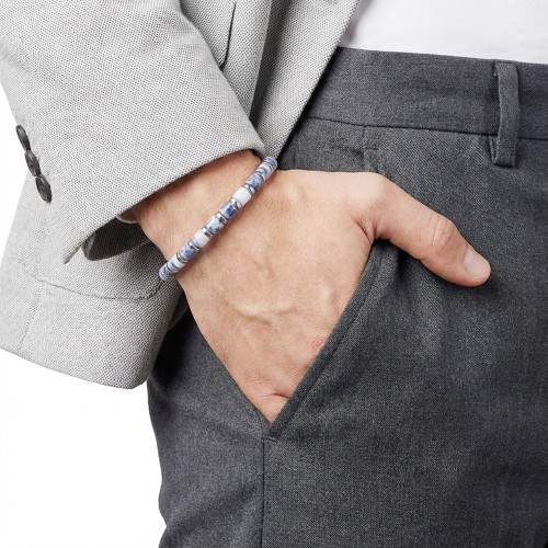 Mavi Aventurin Ayarlanabilir Çelik Bileklik