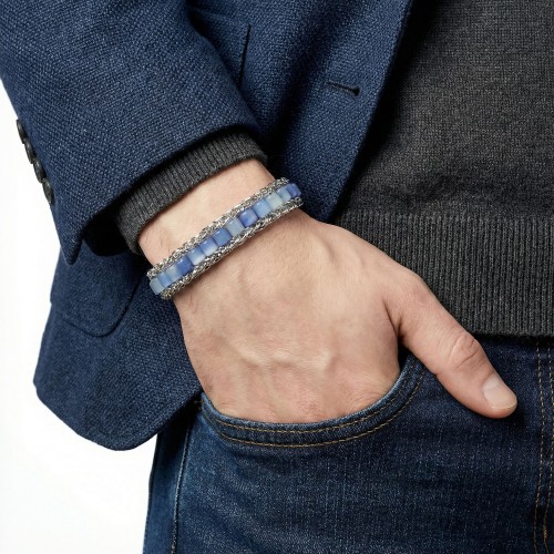 Men's Natural Stone Steel Bracelet 14048