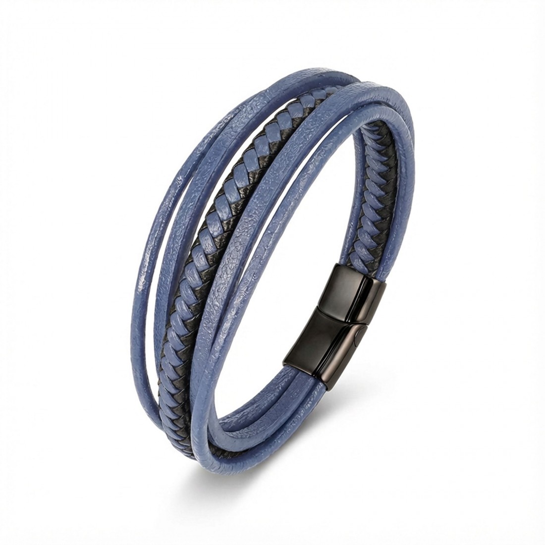 Mavi Çoklu Deri Bileklik