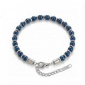 Mavi Küre Hematit Doğal Taşlı Ayaranabilir Çelik Zincir Bileklik