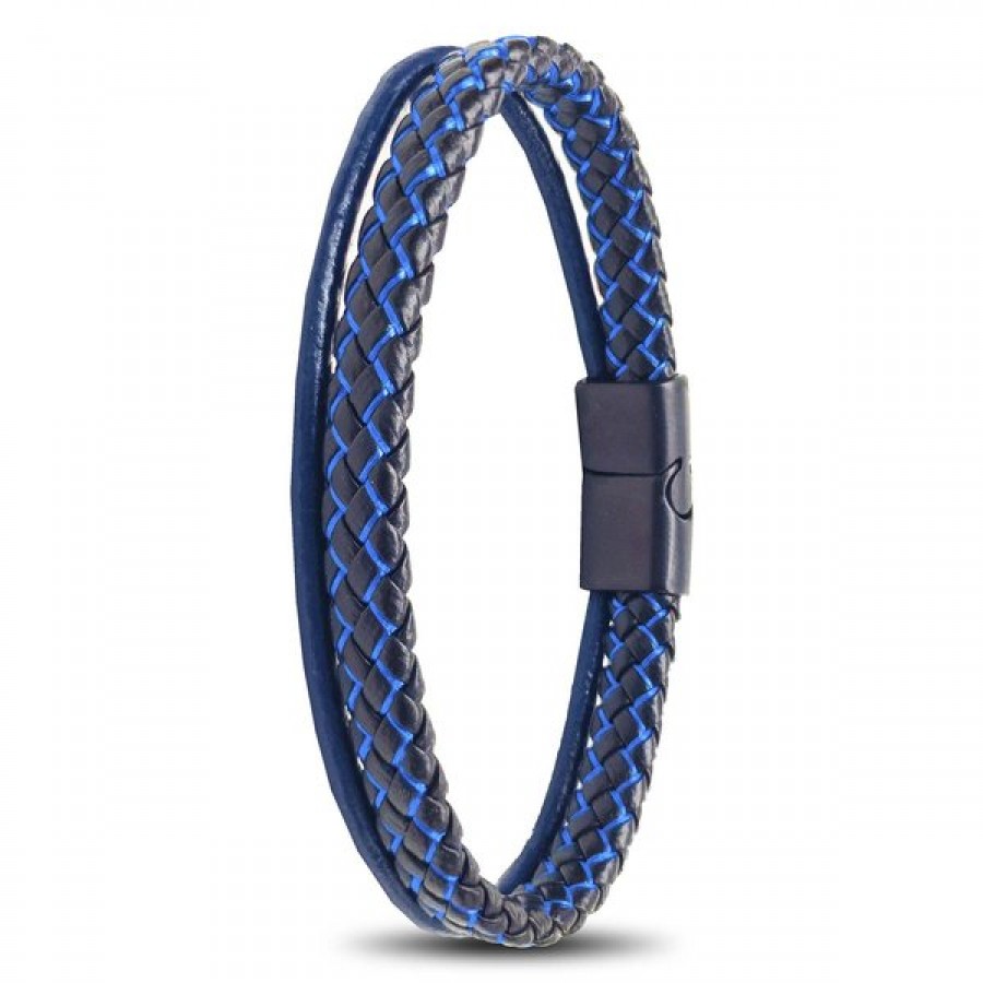 Mavi Renk Çoklu Deri Bileklik