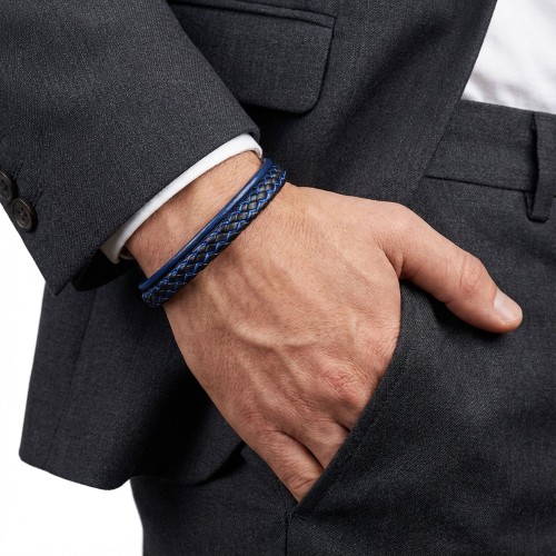 Mavi Renk Çoklu Deri Bileklik