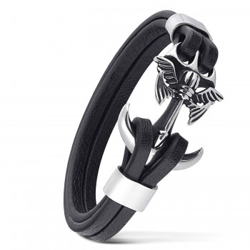 Melek Kanadı 316L Ayar Çelik Ve Orjinal Deri Billeklik