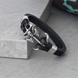 Melek Kanadı 316L Ayar Çelik Ve Orjinal Deri Billeklik