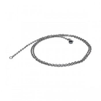 Minik Boy Siyah Çelik Zincir Kolye 0.5mm