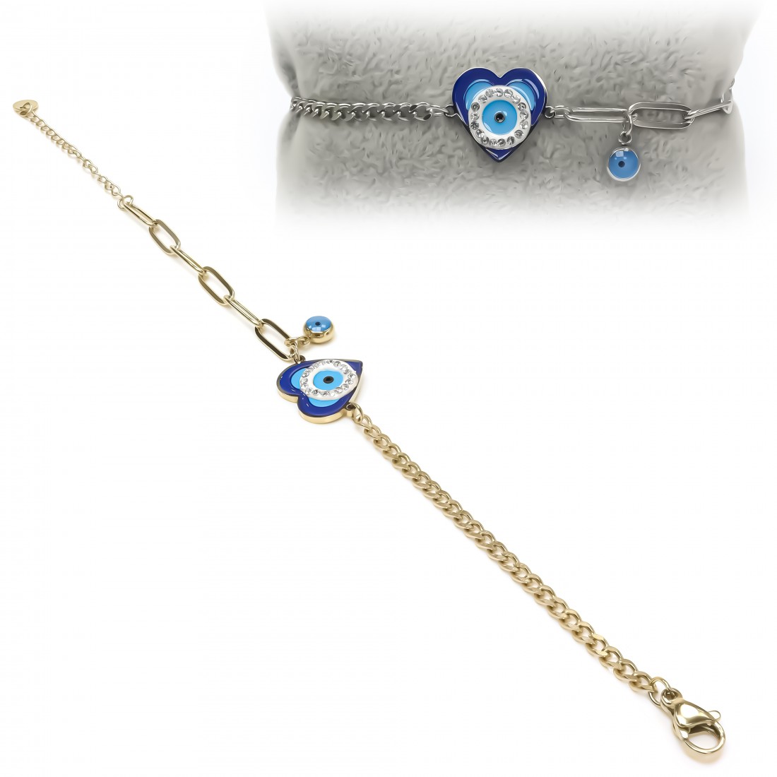 Nazar Boncuğu Gözlü Kadın Çelik Bileklik