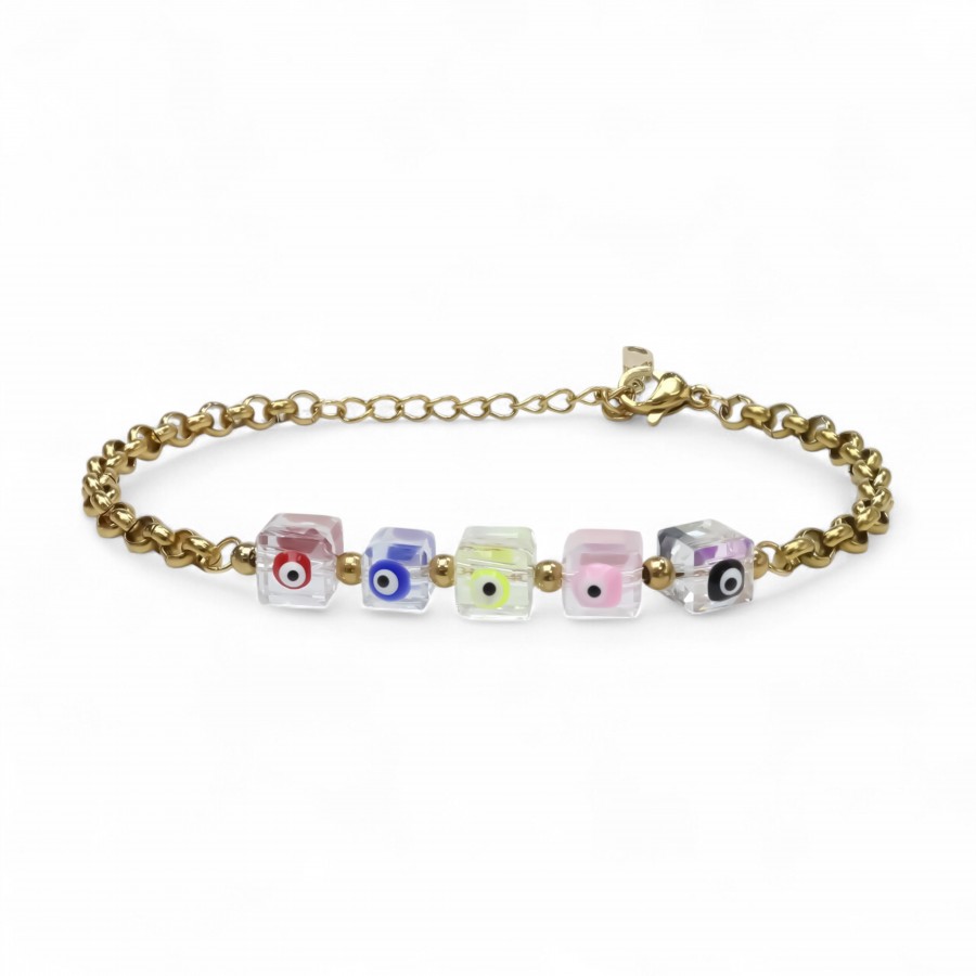 Nazar Boncuklu Kadın Çelik Bileklik