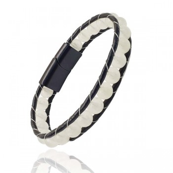 Neon Fosforlu Deri Çelik Bilelklik