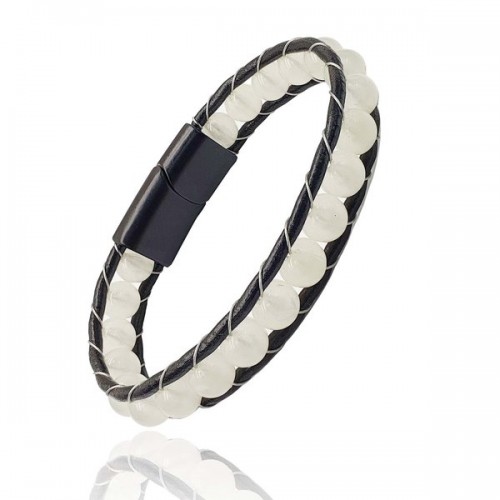 Neon Fosforlu Deri Çelik Bilelklik