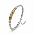 Odun Jasper Doğal Taşlı Ayarlanabilir Çelik Zincir Bileklik