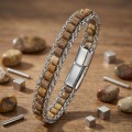 Men's Natural Stone Steel Bracelet 14039