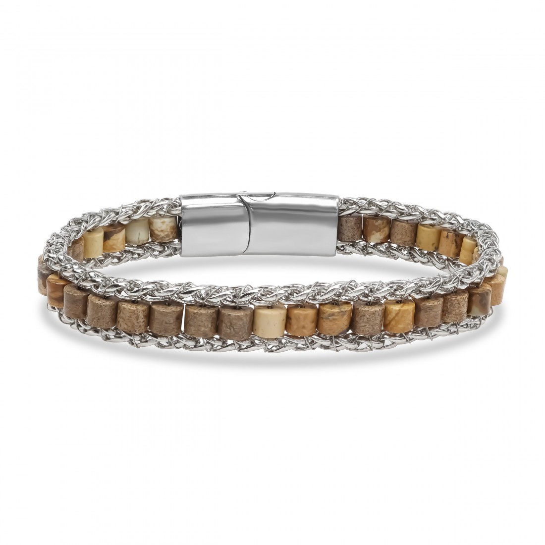 Men's Natural Stone Steel Bracelet 14039