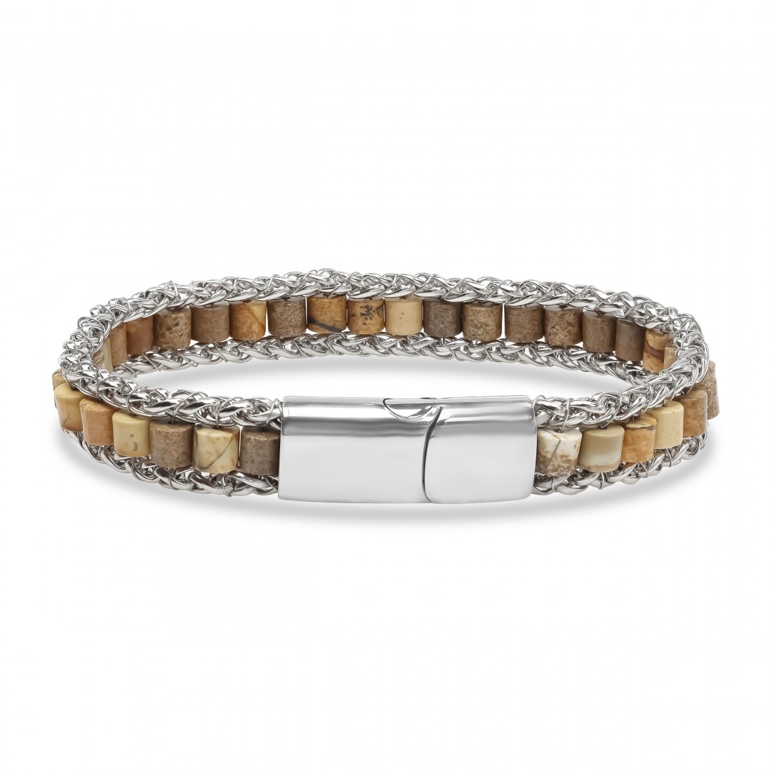 Men's Natural Stone Steel Bracelet 14039