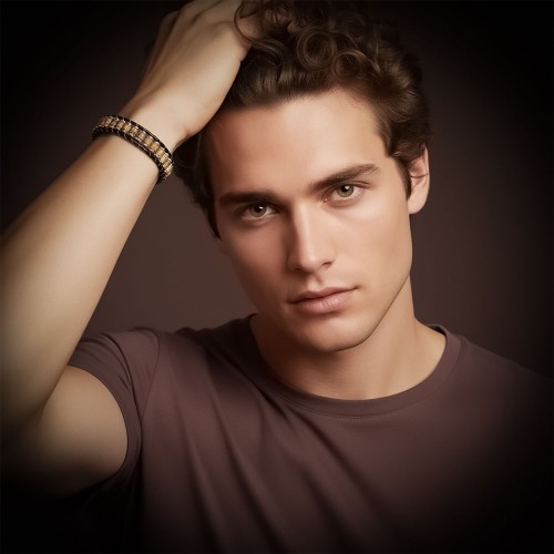 Men's Natural Stone Steel Bracelet 13604