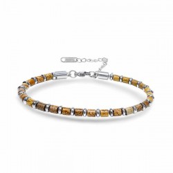 Odun Jasper & Silver Hematit Taşlı Ayarlanabilir Çelik Zincir Erkek Bileklik