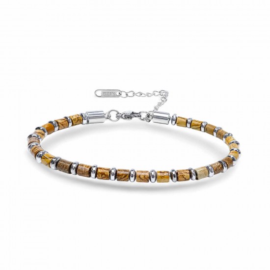 Odun Jasper & Silver Hematit Taşlı Ayarlanabilir Çelik Zincir Erkek Bileklik Odun Jasper & Silver Hematit Taşlı Ayarlanabilir Çelik Zincir Erkek Bileklik