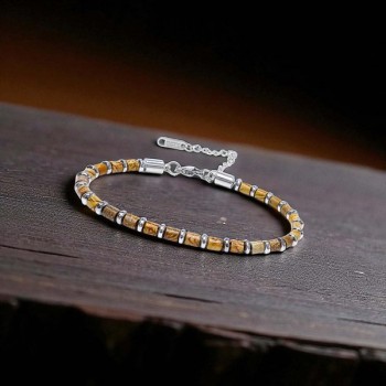 Men's Natural Stone Steel Bracelet 13637