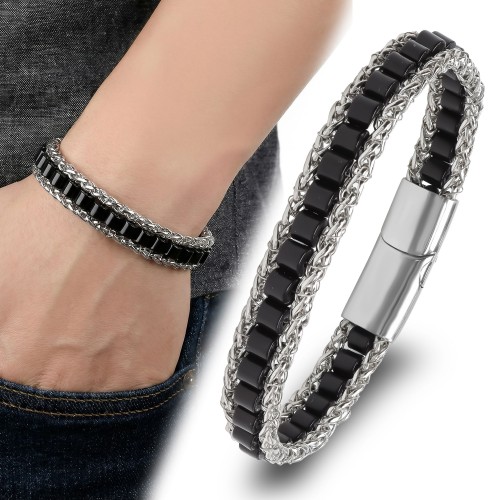 Men's Natural Stone Steel Bracelet 14033