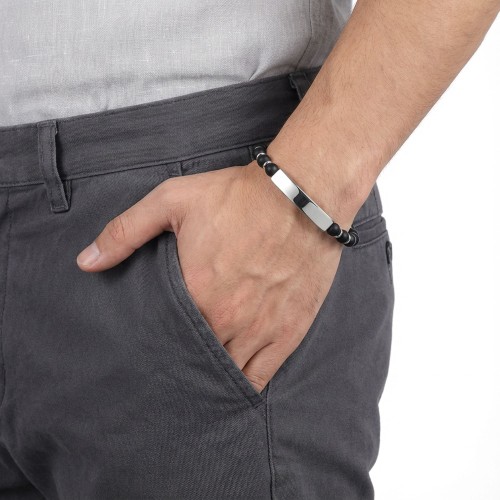 Men's Natural Stone Steel Bracelet 14129