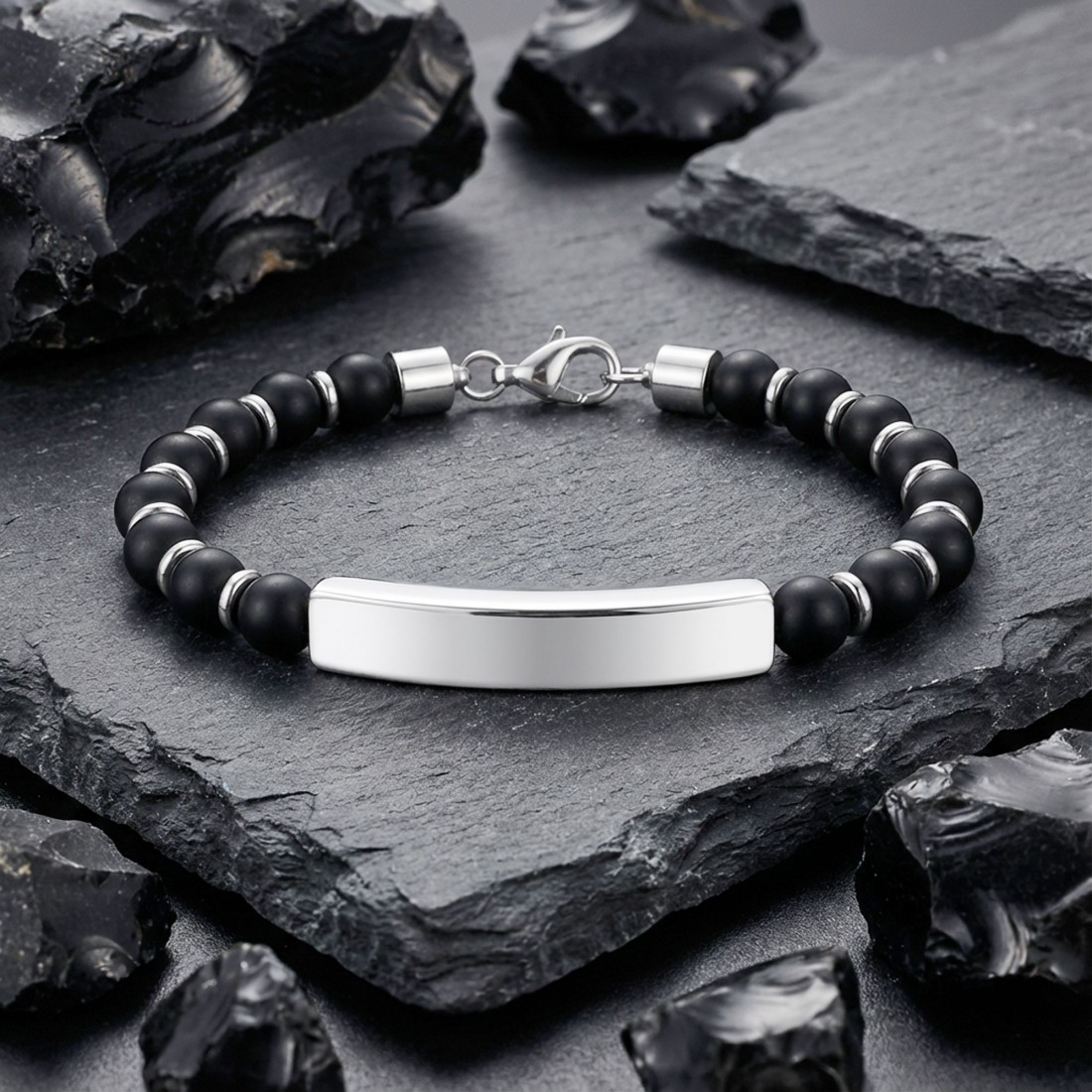Men's Natural Stone Steel Bracelet 14129