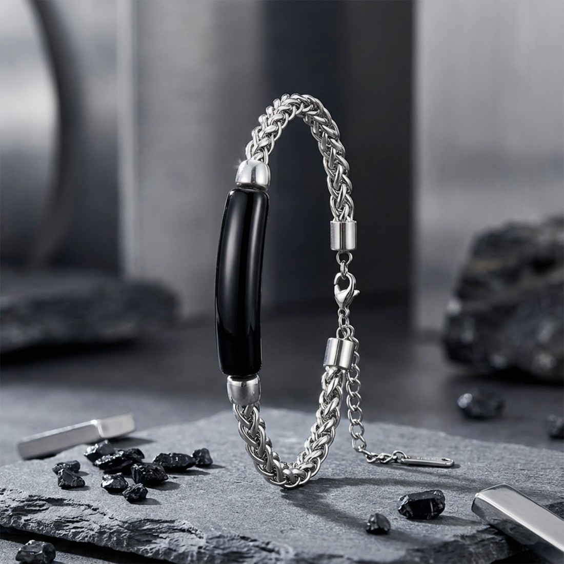 سوار رجالي من الفولاذ مصنوع من الحجر الطبيعي 13841