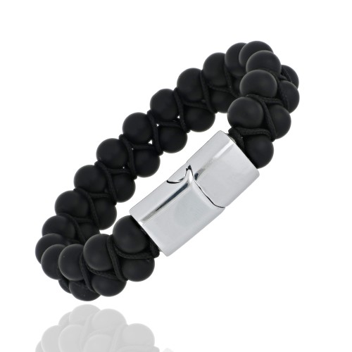 Oniks Doğaltaşlı Makrome Ve Klips Bileklik