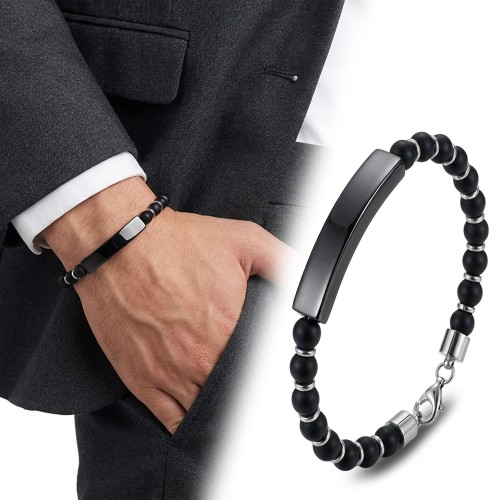 Men's Natural Stone Steel Bracelet 14147