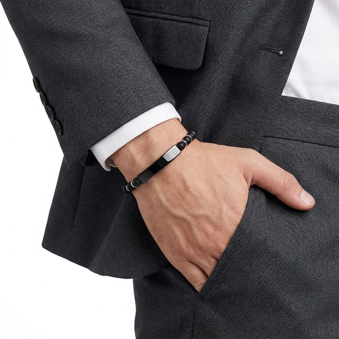 Men's Natural Stone Steel Bracelet 14147