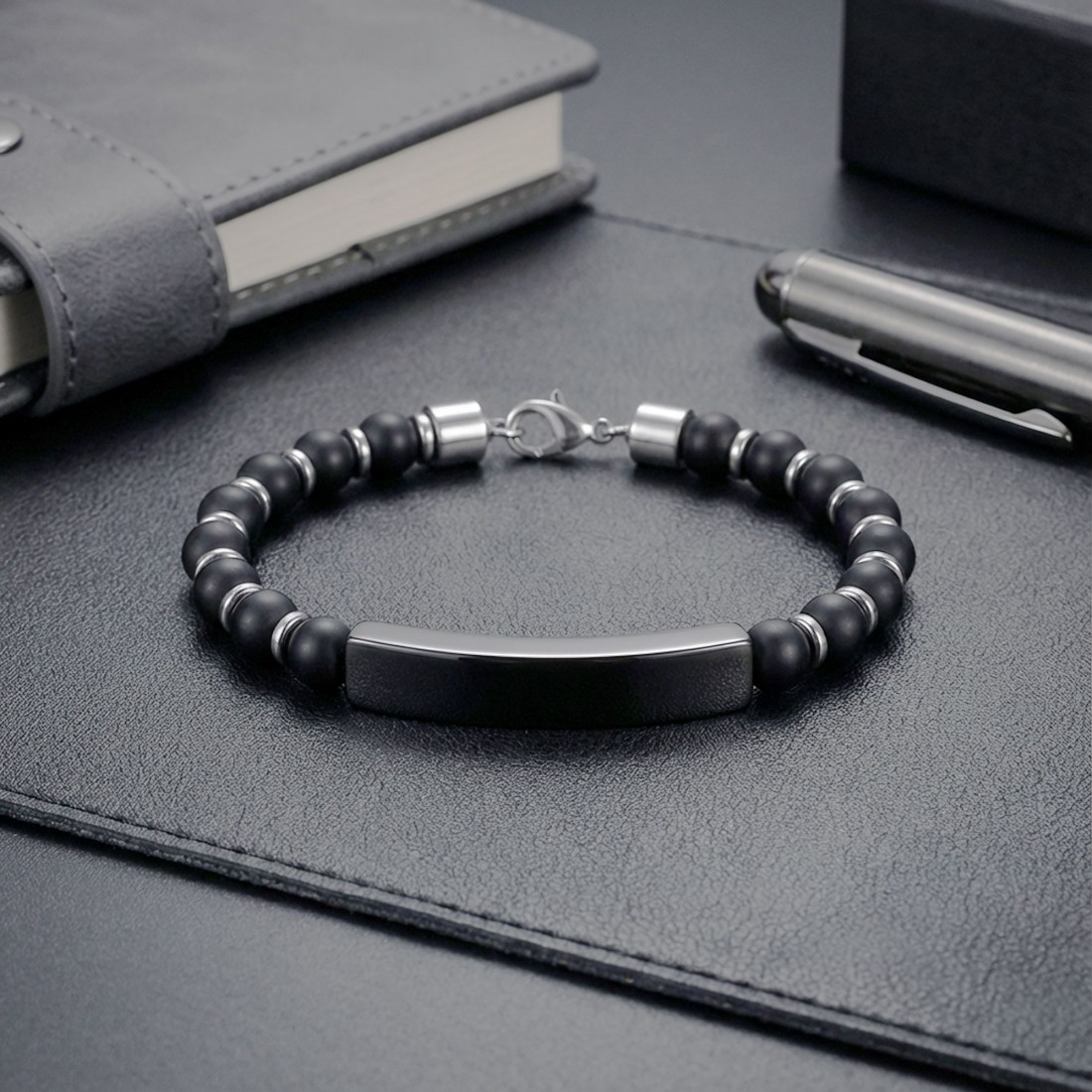 Men's Natural Stone Steel Bracelet 14147