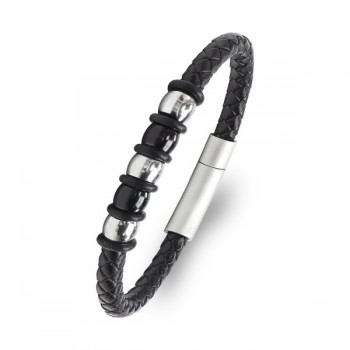 Original Leather and 316L Steel Black Men’s Bracelet