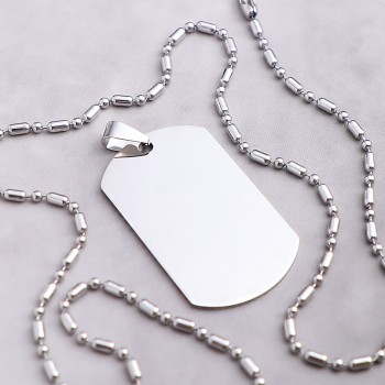 Orta Boy Asker Künyesi Çelik Kolye Ucu