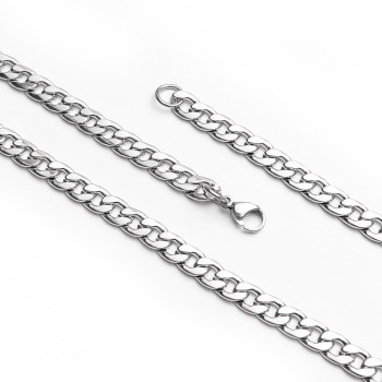 Orta Boy Yassı Zincir Çelik Kolye Modeli