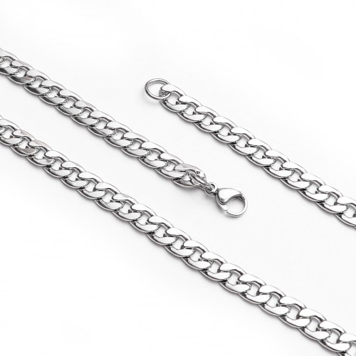 Orta Boy Yassı Zincir Çelik Kolye Modeli