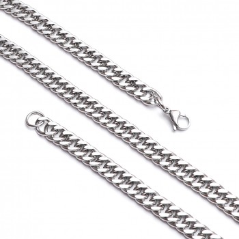 Orta Boy Yassı Zincir Çelik Kolye Modeli